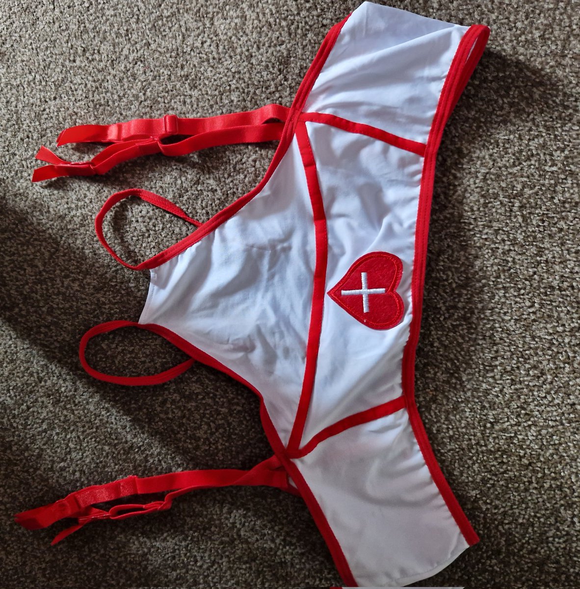 SissyServices's tweet photo. Hospital hottie from AS with suspenders and headband, new £15 plus postage https://t.co/LuhjOnFqpZ
