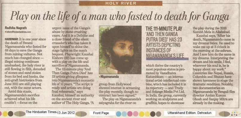 yamunajiye's tweet photo. 12 years ago #Gangaputra died, on this day after more than 100 days of fasting to stop mining on the river bed. It's continued, meanwhile #GDagarwal died. I want to share this news clip on first anniversary of his sacrifice. 
#Nigamananda #AviralGanga
#NirmalGanga @HolyGanga https://t.co/EEsYsFF0rd