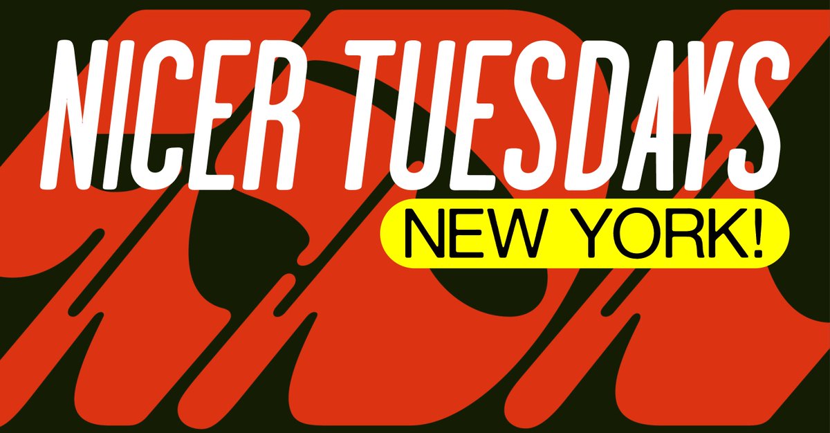 I'll be in New York in a couple of weeks with <a href="/itsnicethat/">It's Nice That</a> for the first ever Nicer Tuesdays in the city! We'll be joined in Williamsburg by <a href="/emilyoberman/">Emily Oberman</a> <a href="/shawnax/">shawna x</a> and <a href="/_EricHu/">Eric Hu</a> – in short, an absolute DREAM of a line-up!

Read more and get your tickets > bit.ly/3NoOQUk