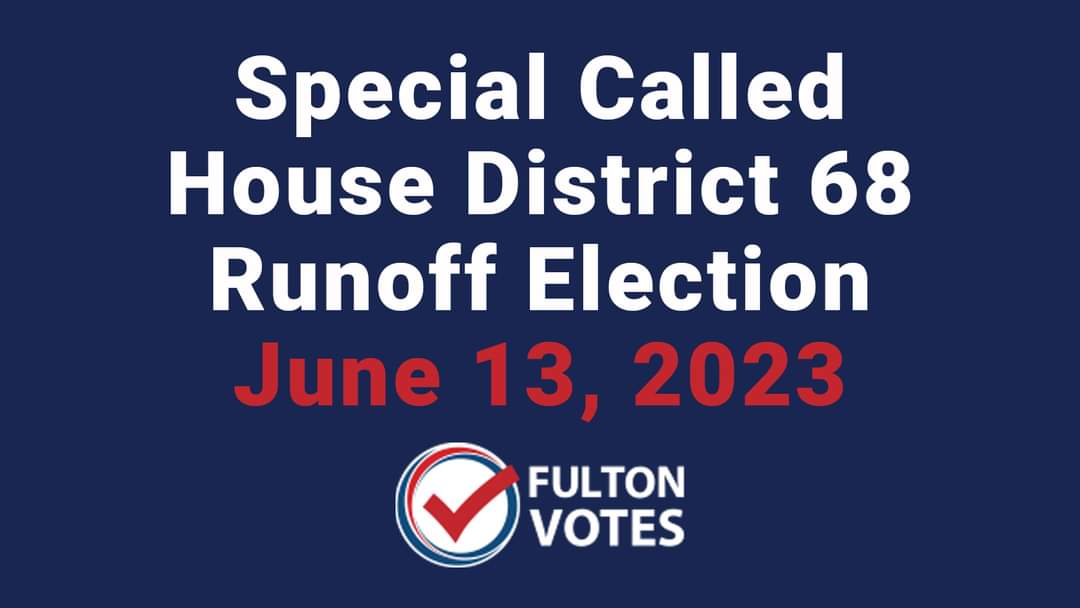 Today is Election Day!! This special election fills the vacancy in the District 68 seat in the Georgia House of Representatives created by the passing of Representative Letitia “Tish” Naghise.  Please go vote! Polls are open from 7am - 7pm. #FultonVotes