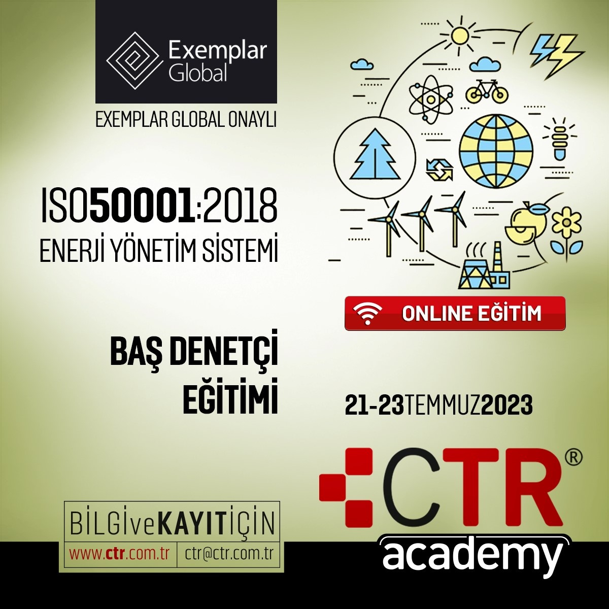 ctrcert's tweet photo. Exemplar Global onaylı ISO 50001:2018 Enerji Yönetim Sistemi Baş Denetçi Eğitimi için kayıtlarımız devam etmektedir. Bilgi ve kayıt için: https://t.co/FleMM5DZco

​#iso50001 #enys #başdenetçi #denetçi #eğitim #onlineeğitim #sertifika #ctr #ctrakademi #ctracademy #enms #auditor https://t.co/KITVWuODbc
