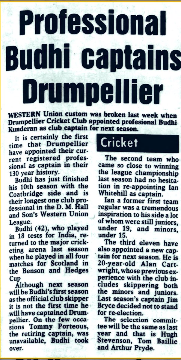 ScottyCricket's tweet photo. #Season1981 @drumpscricket make #Pro #BudhiKunderan skipper @BCCI @billymcpate @WDCUcricket https://t.co/rdR9uiEEAu