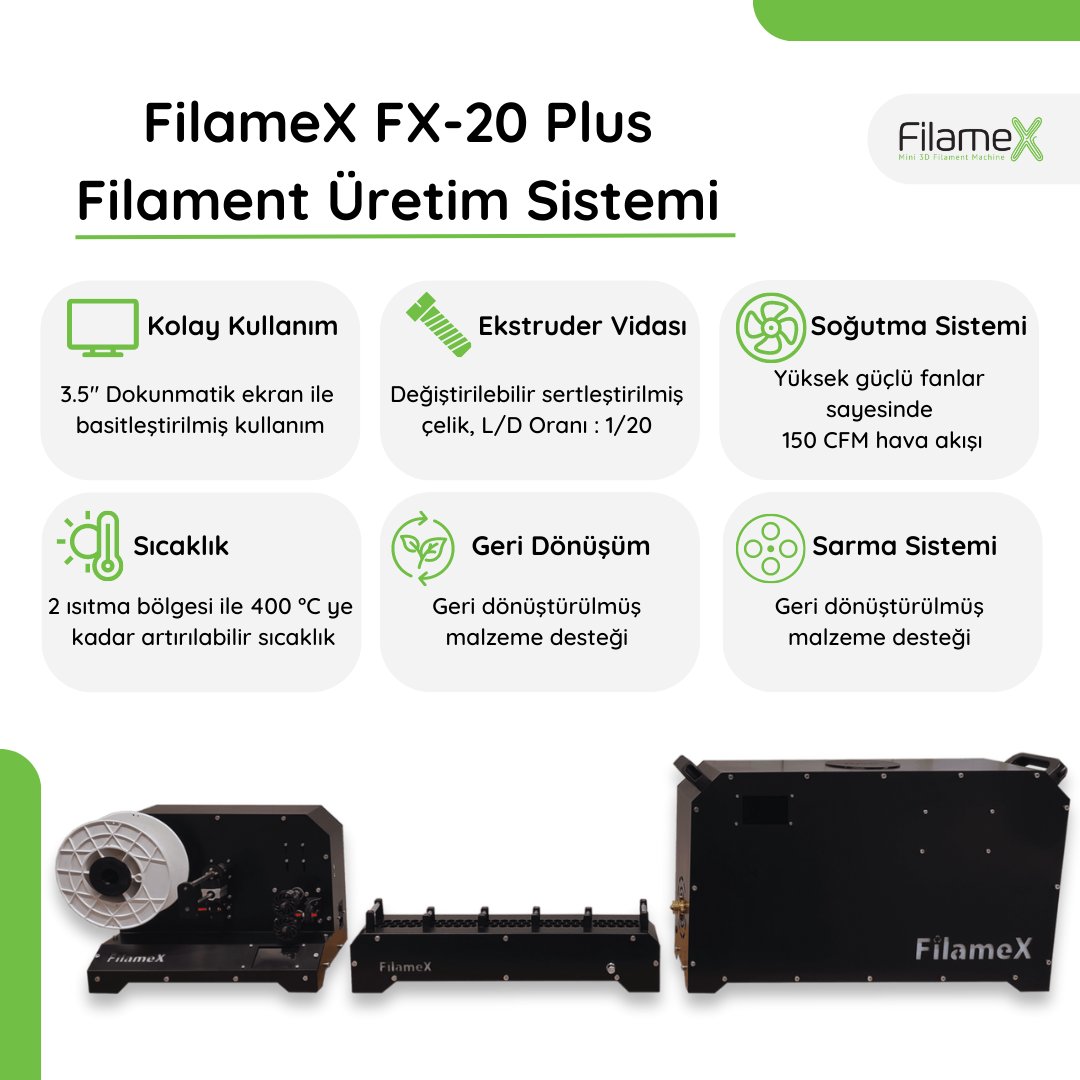 3dfilamex's tweet photo. FilameX FX-20 Plus Filament Üretim Sistemi Karşınızda!
#3dfilamex #filament #3dyazıcı #3dprinter #techonology #inovasyon #geridönüşümprojeleri #girişimcilik https://t.co/KleCg7s5PR