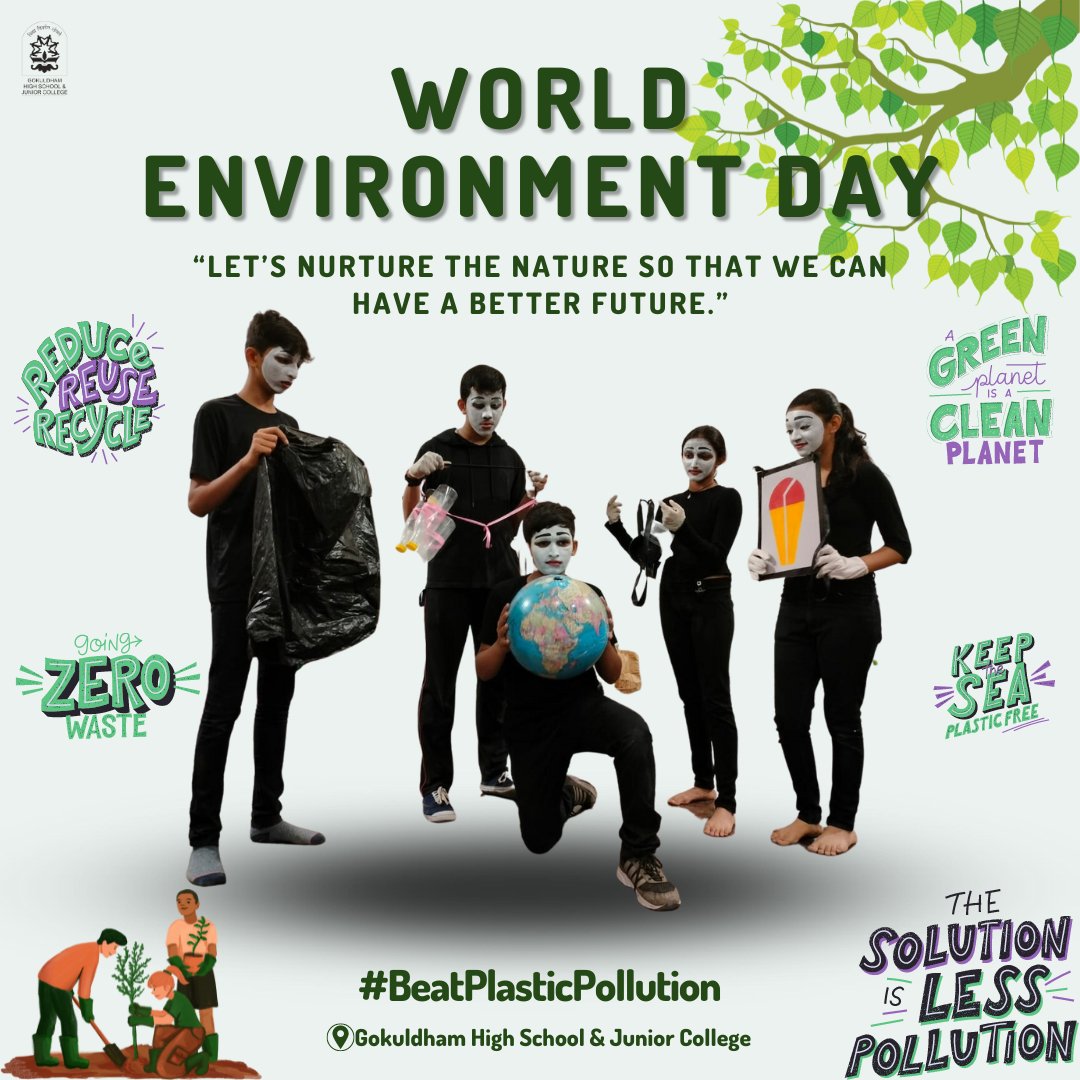 GoenkaTrust's tweet photo. Gokuldham High School and Junior College celebrated World Environment Day on its reopening day with absolute zeal and enthusiasm. Awareness to ‘Beat Plastic Pollution’ was created by means of Dance, Drama, Mime and Monologue. 

Join the movement, take action! https://t.co/Kx1qGj6vDB