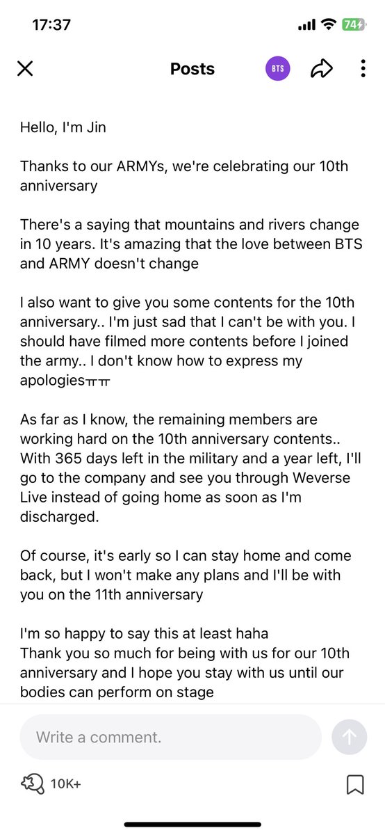 seokjinzones's tweet photo. im defintely crying, reading this while listening to take two is just so 😭😭😭

#10yearswithBTS  #10YearsWithJin https://t.co/dvPcPiZmm8