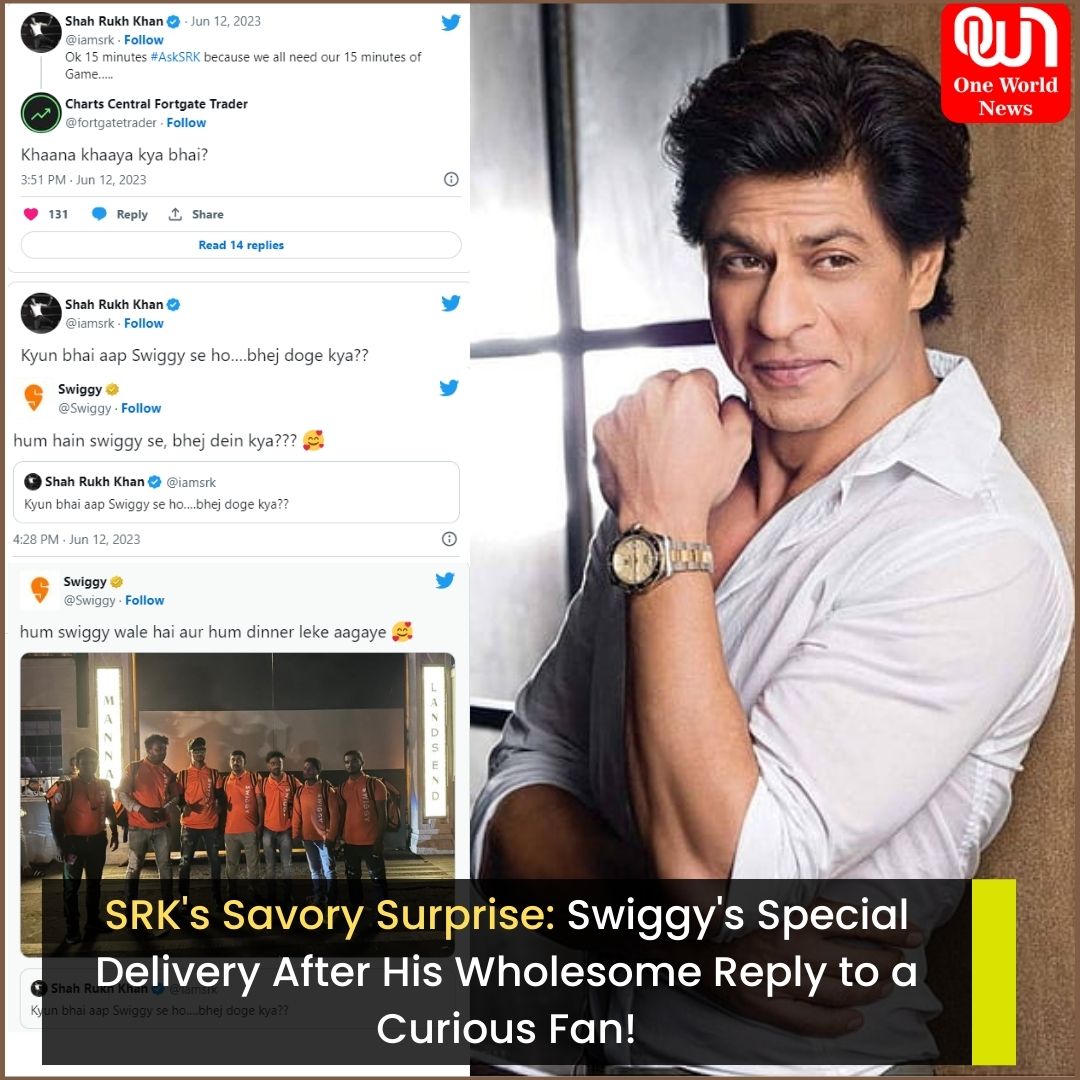 Bollywood superstar Shah Rukh Khan, fondly known as SRK, recently received a delightful surprise from Swiggy, an online food delivery platform. 
@iamsrk 

#ShahRukhKhan #SRK #swiggy #onlinedelivery
