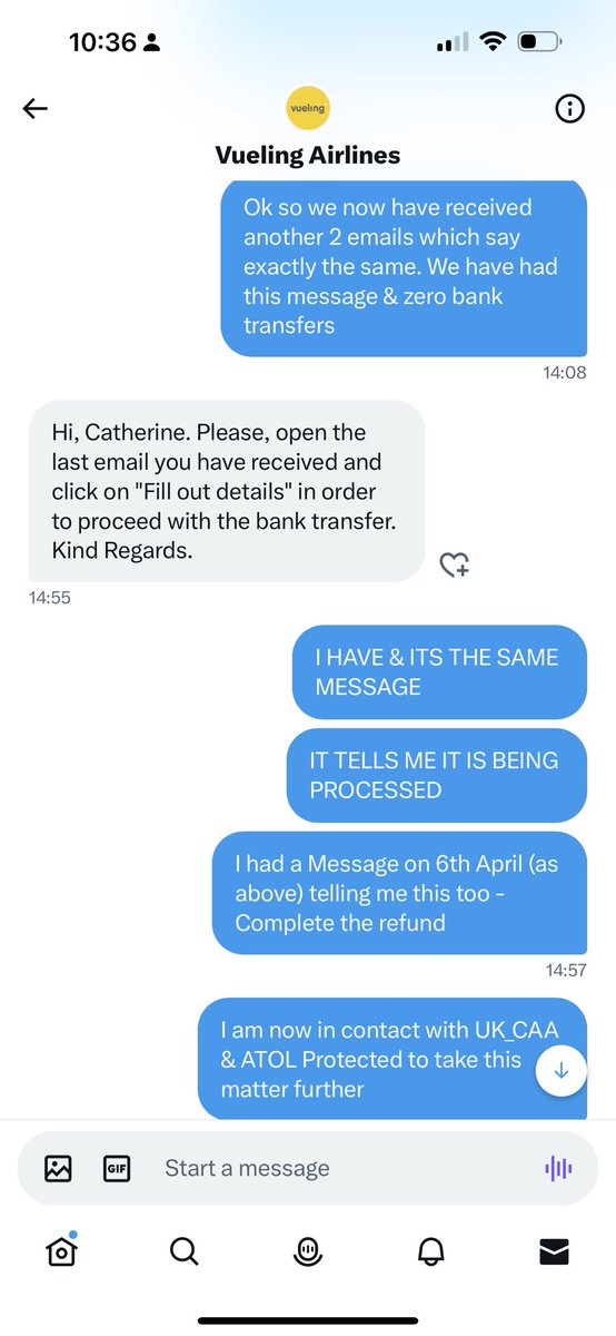 Kittydoyle19's tweet photo. @vueling @Flight_Refunds @loveholidays @UK_CAA STILL WAITING, Beyond a joke #shitairlines #customerservicesatitsworst #awful #nevertravelvueling #withholdingmoney #unlawful https://t.co/p1Hcr4IB5t