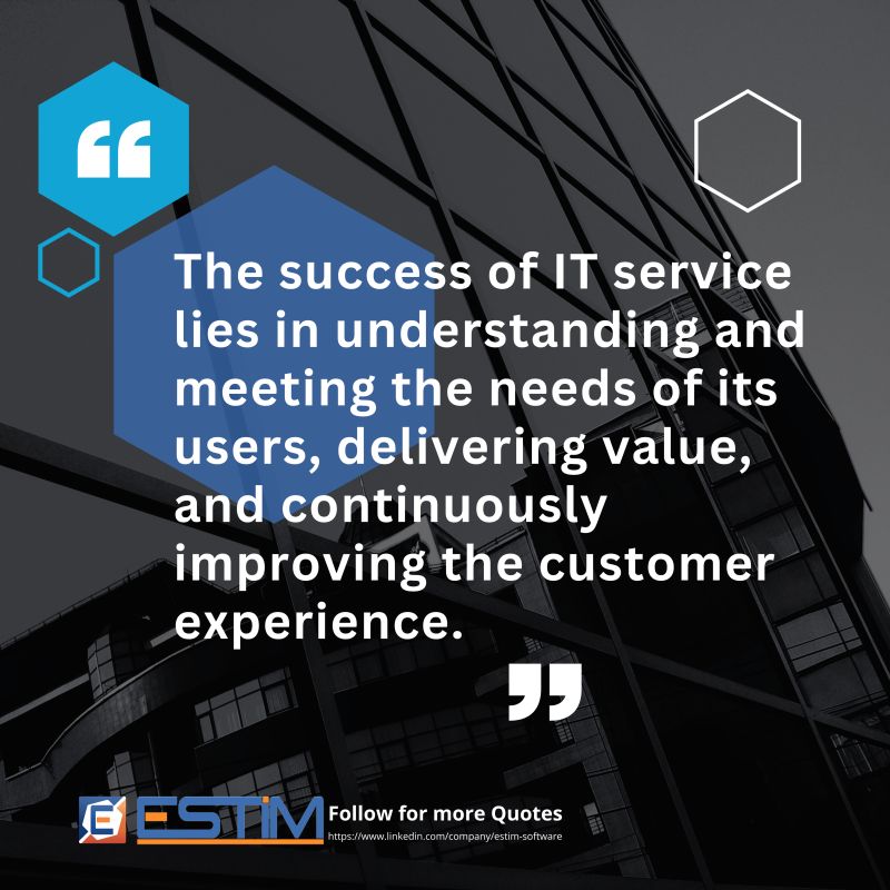 Unlock the power of customer-centric IT service excellence with ESTIM, as we prioritize understanding and meeting user needs, delivering value and continuously enhancing the customer experience.

#ESTIMEA #ESTIMITSM #ITServiceExcellence #CustomerCentricity #ContinuousImprovement