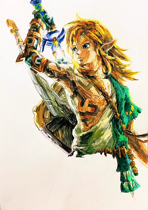 今日は盾描きました #ゼルダの伝説 #リンク #ゲーム #色鉛筆 #模写
