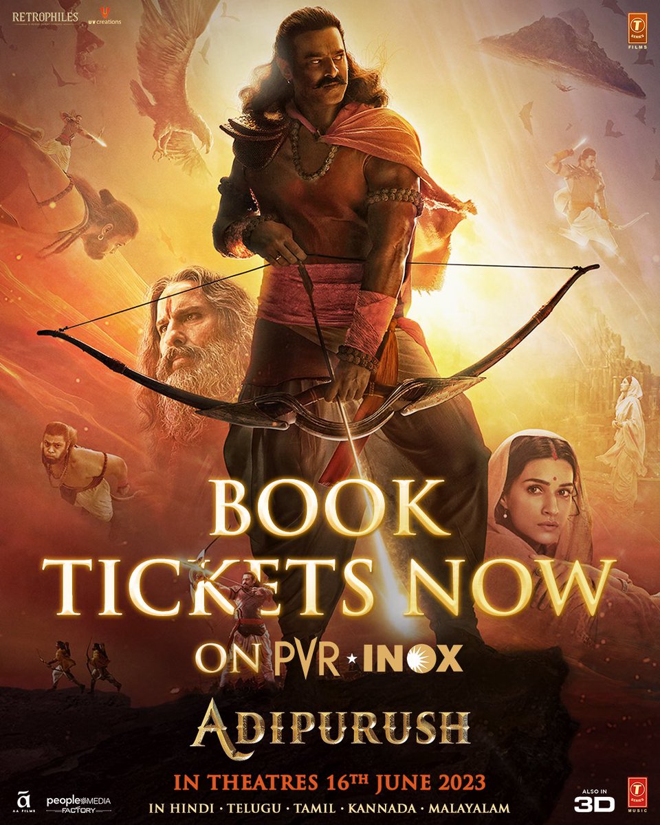 PrabhasRaju's tweet image. Experience the divine tale of Adipurush, a story that touches the depths of your soul ❤️ Jai Shri Ram 🙏

#Prabhas @omraut 

#Adipurush in cinemas worldwide on 16th June 💥