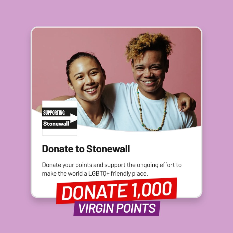 VirginRed's tweet photo. Stonewall is part of a vibrant global movement for change made up of LGBTQ+ people, their allies, families, and friends ๐ณ๏ธโ๐ @stonewalluk
Donate 1,000 Virgin Points this Pride month and weโll match it: https://t.co/13bjxDZ55Z
#Pride2023 #VirginRed #PointsForGood