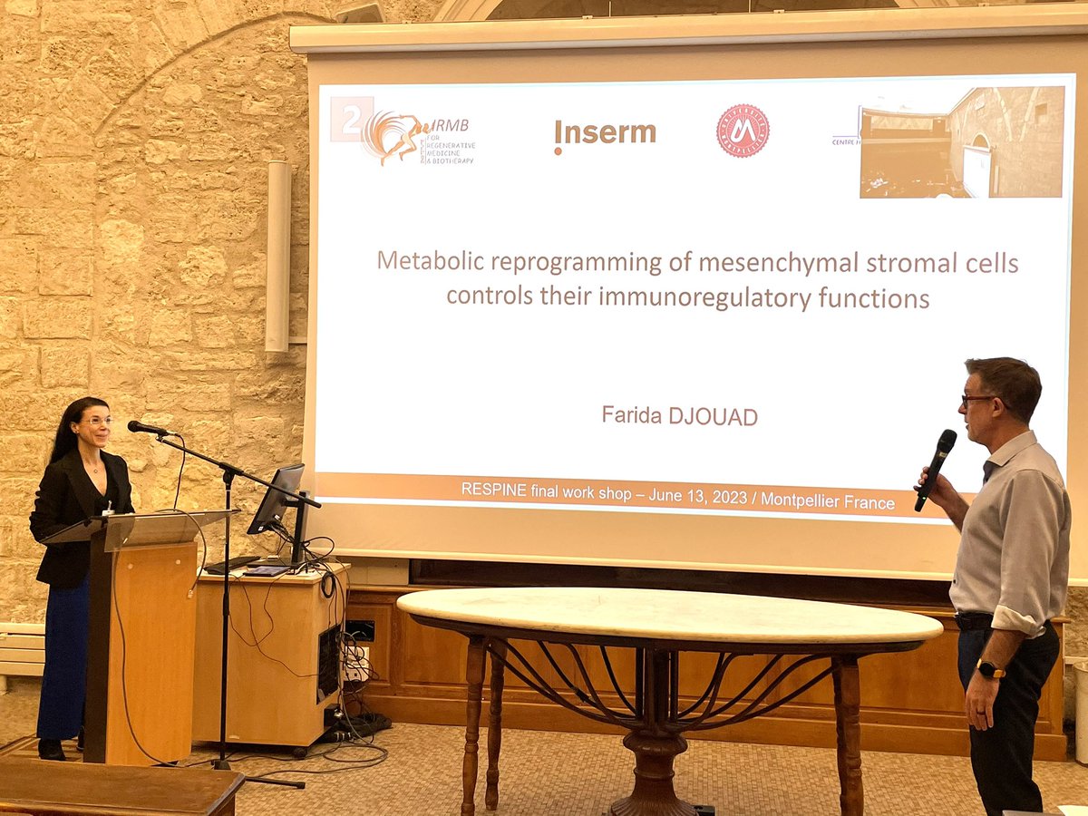 RESPINE1's tweet photo. Fantastics presentations from the Final Workshop @RESPINE1, 13th June 2023, old Medical University Montpellier, @EU_H2020 

#Regenerativetherapy #Alloreactivity, #Research #mesenchymal #stemcells #REspineclinicaltrial 

with the participation of @PlencePascale @DjouadLab https://t.co/QSQobuTubp