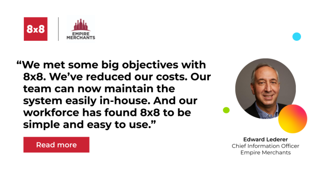 CatchTelecom's tweet photo. Empire Merchants, a premier wine/spirits distributor known for quality &amp; service, chose the @8x8 #XCaaS platform to support its multiple locations &amp; large workforce. Read how 8x8 enables staff to better serve customers. #customerobsessedcommunications https://t.co/kiFOCNzNMd https://t.co/GK8rT1d3pX