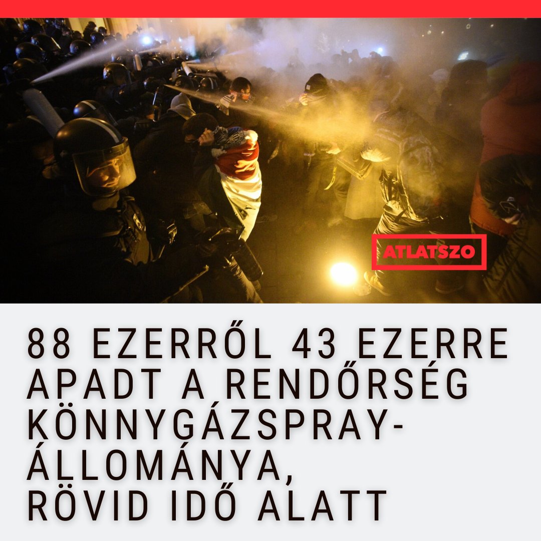 Atlatszo's tweet photo. #Adatigénylés került foganatosításra, így kiderült, hogy három év alatt megfeleződött a könnyfakasztó spray-k száma a rendőrségen. 👉 https://t.co/BWTul7wttc
#könnygáz #közadatigénylés #ORFK #rendőrség #tüntetés https://t.co/pG1eu2MMul
