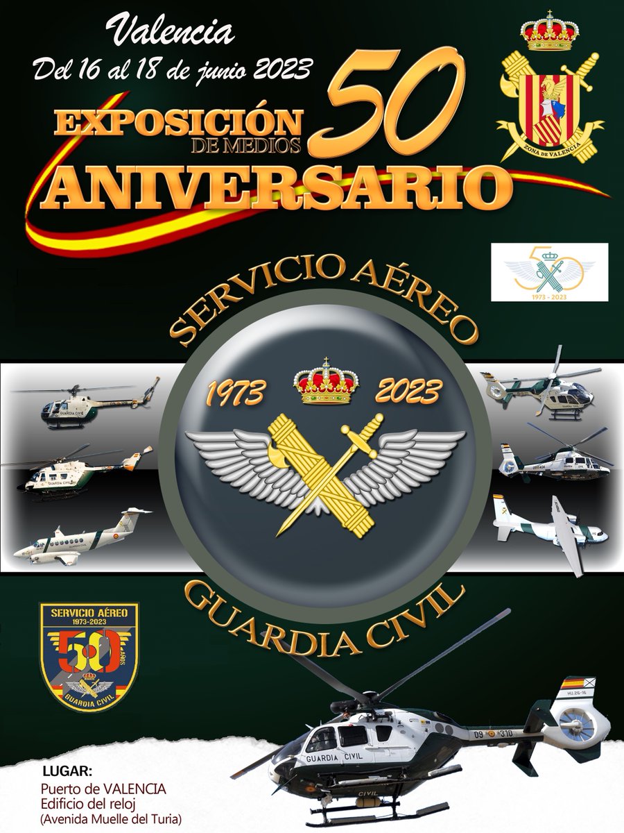 🇪🇸 ENHORABUENA 👏👏👏

50 aniversario de la creación del Servicio Aéreo de la #GuardiaCivil con una exhibición en el Puerto de #Valencia