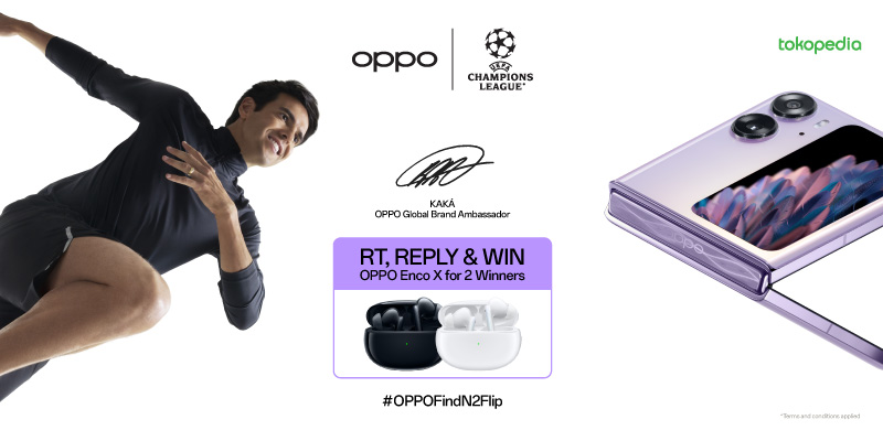 ⚠️GIVEAWAY ALERT!⚠️

Buat menyambut rilisnya OPPO Find N2 Flip, Minto dan OPPO punya 2 unit OPPO ENCO X gratis nih untuk kalian! 🥳

Cara dapetin:
1. Follow <a href="/tokopedia/">Tokopedia</a> &amp; <a href="/OPPOIndonesia/">OPPO Indonesia</a>
2. RT &amp; like tweet ini
3. REPLY "Flipping better with #OPPOFindN2FlipdiTokopedia"
#tokopehadiah