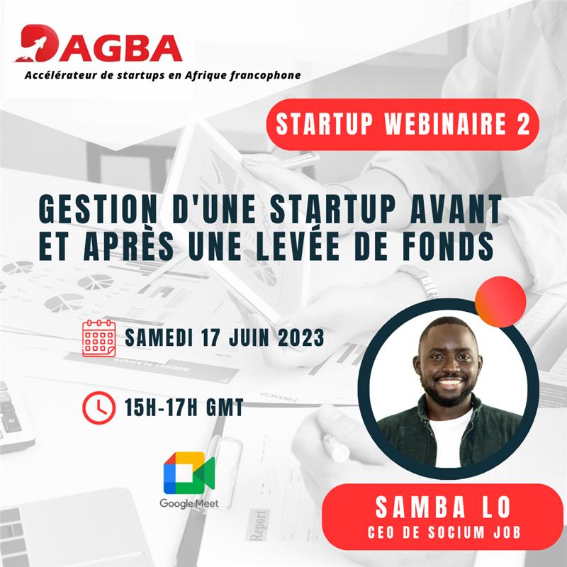 #STARTUP_WEBINAIRE_2

Nous organisons un deuxième webinaire sur LA GESTION D'UNE STARTUP AVANT ET APRES UNE LEVEE DE FONDS ce samedi 17 juin de 15h à 17h GMT. Samba lo, CEO de @SociumJob qui a levé 1 000 000 d'euro en 2022, partagera son expérience...