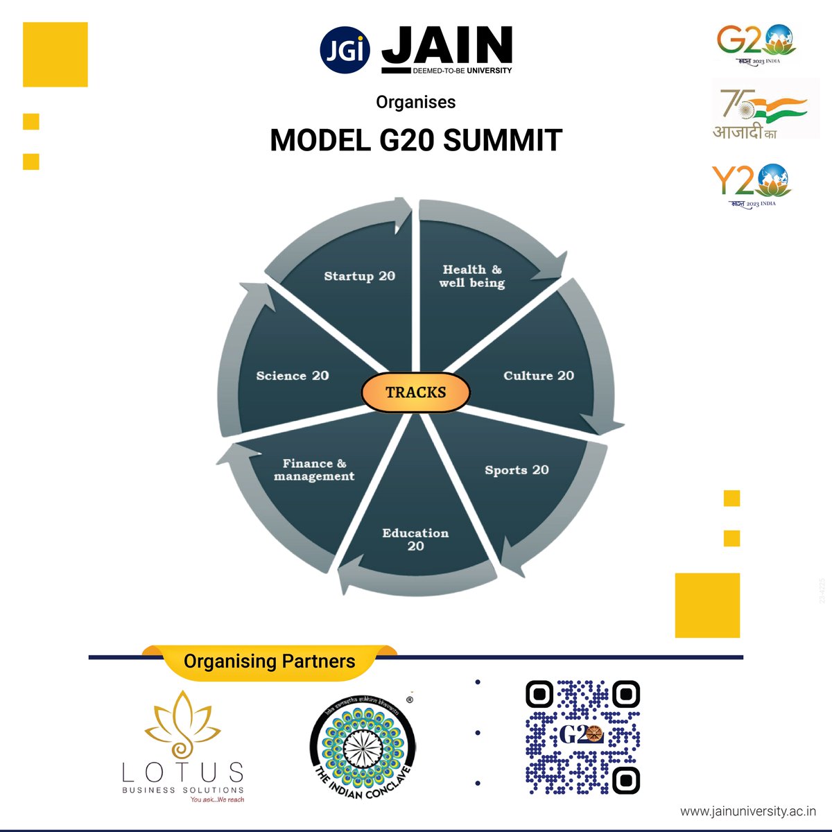 Jain_Grp's tweet photo. Join the Model G20 Summit at JAIN (Deemed-to-be University) on July 6th-7th, 2023! Be a part of shaping global policies and making a difference. Students, faculty, and research scholars register by June 15th!  Register: https://t.co/po0LEW3INY 

#ModelG20Summit #JAINUniversity https://t.co/OgvEpywOcb