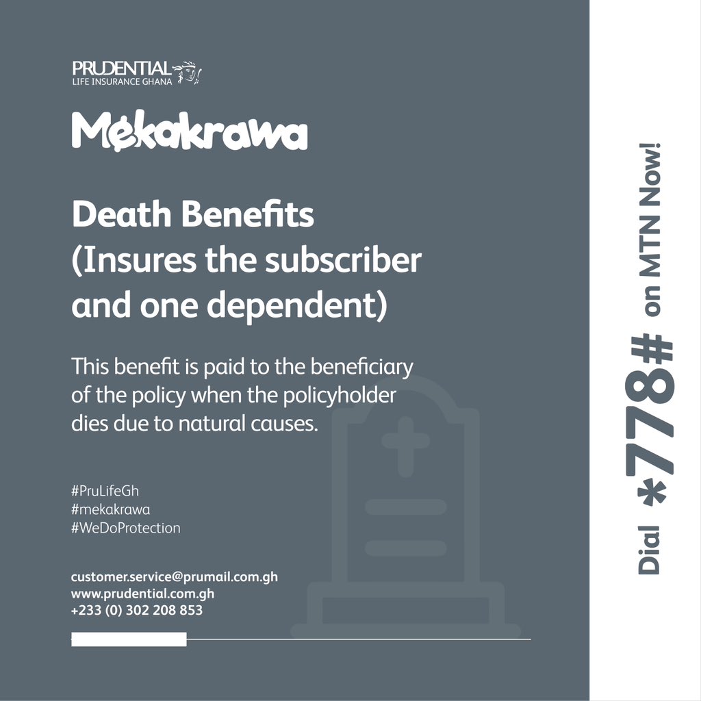 I personally encourage you to sign up to Mekakrawa.

Become a part of the PruFamily and protect yourself and your family.

Dial *778# on MTN to sign up now.
@prulifegh
#PruLifeGH
#WeDoProtection
#mekakrawa