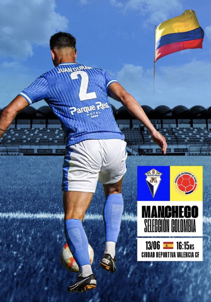 elprimerfichaje's tweet photo. 🔥 MATCH DAY 💥 AMISTOSO 🔥

@CDManchegoCReal 🆚 @FCFSeleccionCol 

⏰ 16:15 horas 🇪🇸 09:15 horas 🇨🇴 

🏟 Ciudad Deportiva Valencia CF

#Amistoso #Colombia #Manchego #ManchegoColombia https://t.co/hcaxpLjCG8