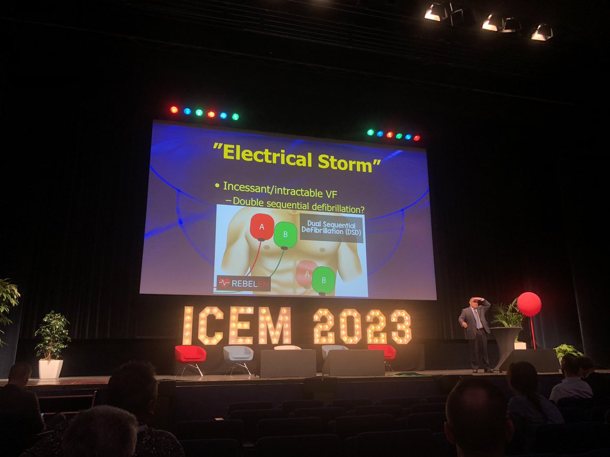 Dual sequential defibrillation. Also remember correct pad placement. A-P better than A-L. The current needs to go through the left ventricle. #icem2023