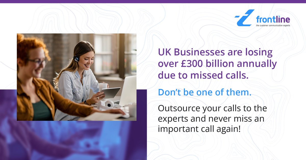 💸 UK businesses lose a staggering £300 billion every year due to missed calls. 

Don't let missed opportunities hurt your bottom line and customer satisfaction! 💔

 Discover the solution at wearefrontline.co.uk. 

#Frontline #callhandling #outsourcing #communicationexperts