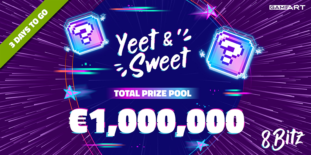 gameartslots's tweet photo. Our 5th Yeet&Sweet #tournament, #8BITZ, is taking off this Friday, June 16, and will run till June 25. Including our newly released 📷 Pixel Invaders, and #slots from our existing portfolio.
Yeet&Sweet involves a grand total budget of €𝟏,𝟎𝟎𝟎,𝟎𝟎𝟎.
#GameArt #Yeet #Sweet https://t.co/tDrcEsnSps