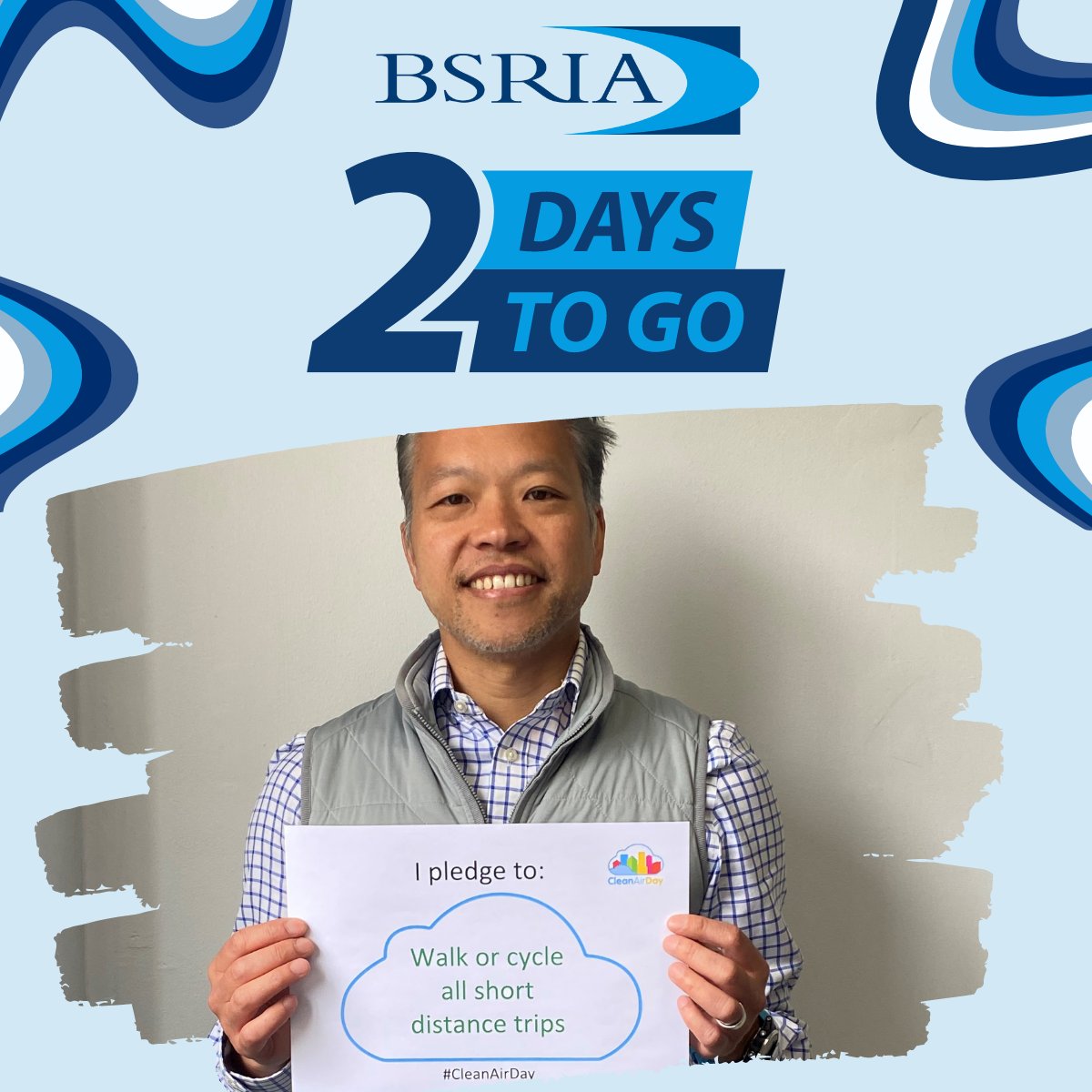 BSRIALtd's tweet photo. BSRIA Research, Investigations & Test Manager, Peter Tse, has pledged to walk or cycle those short convenient car trips this #CleanAiDay.
A little goes a long way in helping our environment. What will you do?
#airquality #bsria #actionpledge #airpollution #cleanairday https://t.co/T0IzMmIUAD