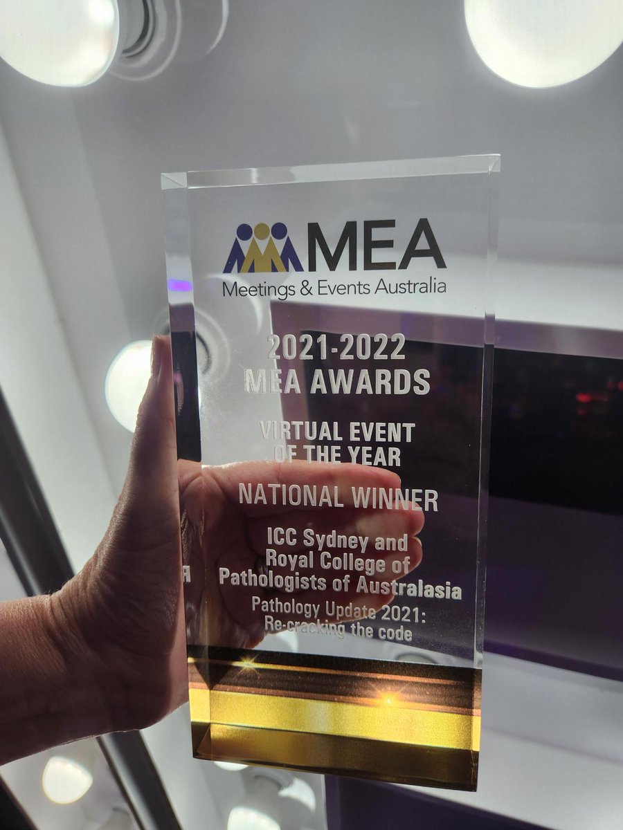 PathologyRCPA's tweet photo. Excited. Delighted. Buzzing. π Not enough superlatives to convey how happy we are to win the National Award for Virtual Event of the Year for #PathUpdate2021 with @ICCSyd Thank you @Meetings_Events So very proud of our wonderful #RCPA team for making it all happen! #pathology https://t.co/yuZjAcmT02