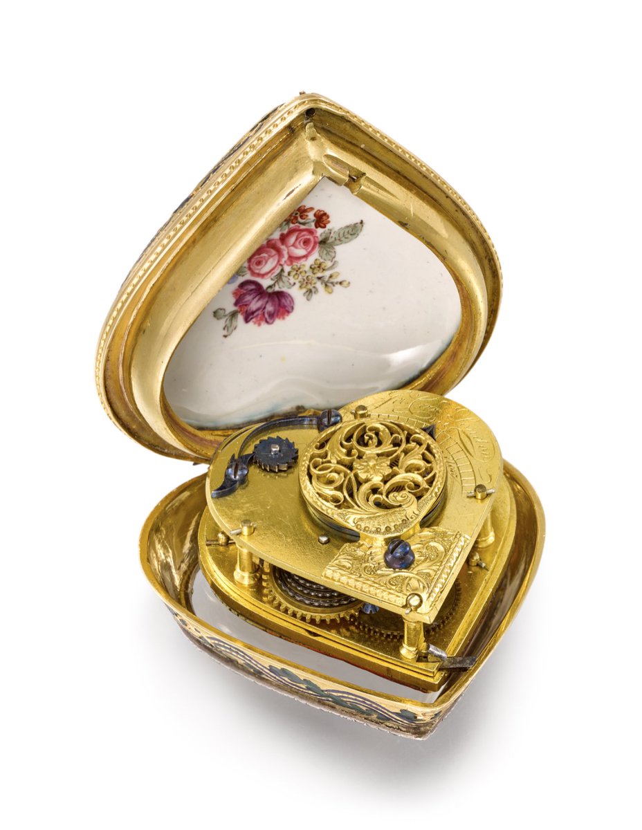 WhoresofYore's tweet photo. This 18th century 18k gold, heart shaped watch, is inlaid with rubies, and contains hidden erotic scenes. It is signed by James Cox &amp; sold at Christie’s auction house last November for just over £44,000. https://t.co/aPiCBlqFut