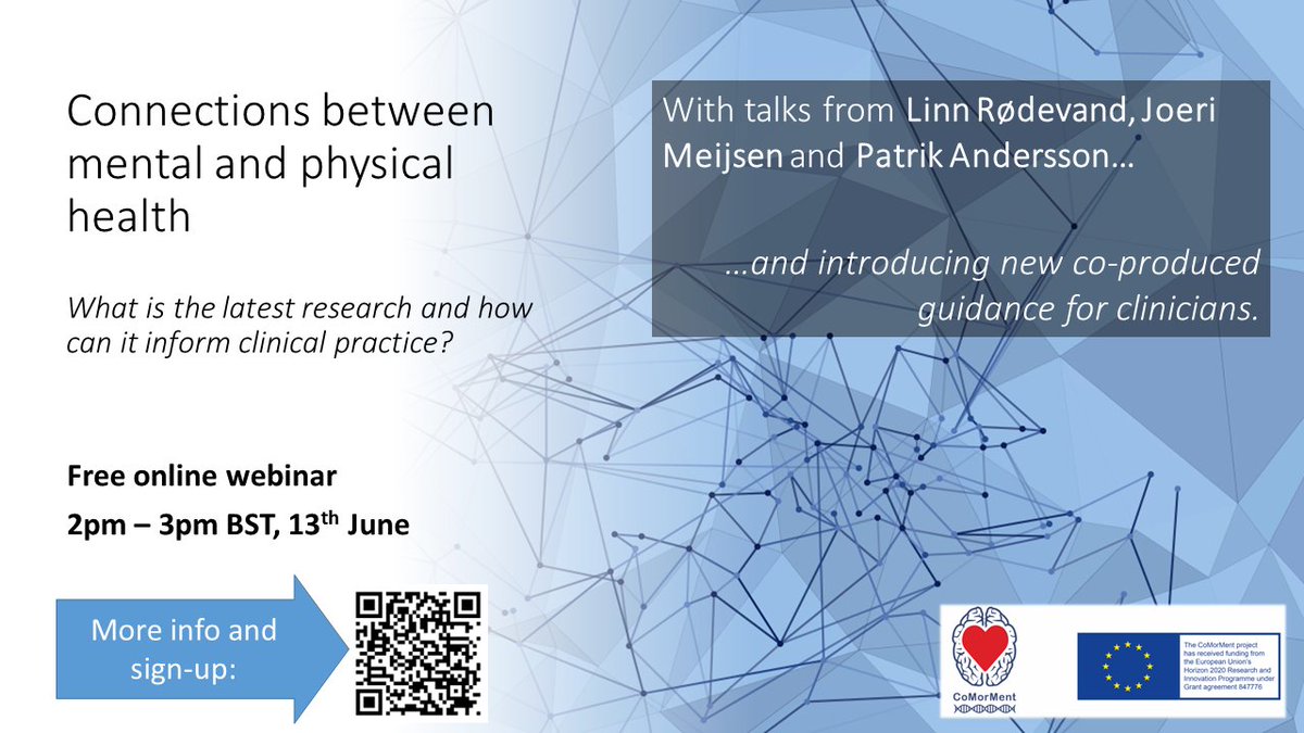 CoMorMent's tweet image. Happening today at 2pm BST!
Sign up to hear about
- the latest research on mental and physical health
- how this research can inform clinical practice.
eventbrite.co.uk/e/640466802447
