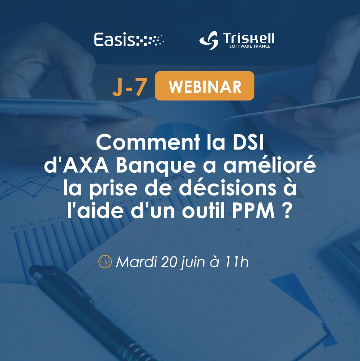 ⏳ J-7 avant notre prochain webinar co-animé avec <a href="/TriskellSwFR/">Triskell Software FR</a> !

Avec le témoignage d'AXA Banque, découvrez comment optimiser votre portefeuille #IT pour améliorer la prise de décisions grâce à un logiciel #PPM !

👉 Programme et inscription : bit.ly/43D24Ce