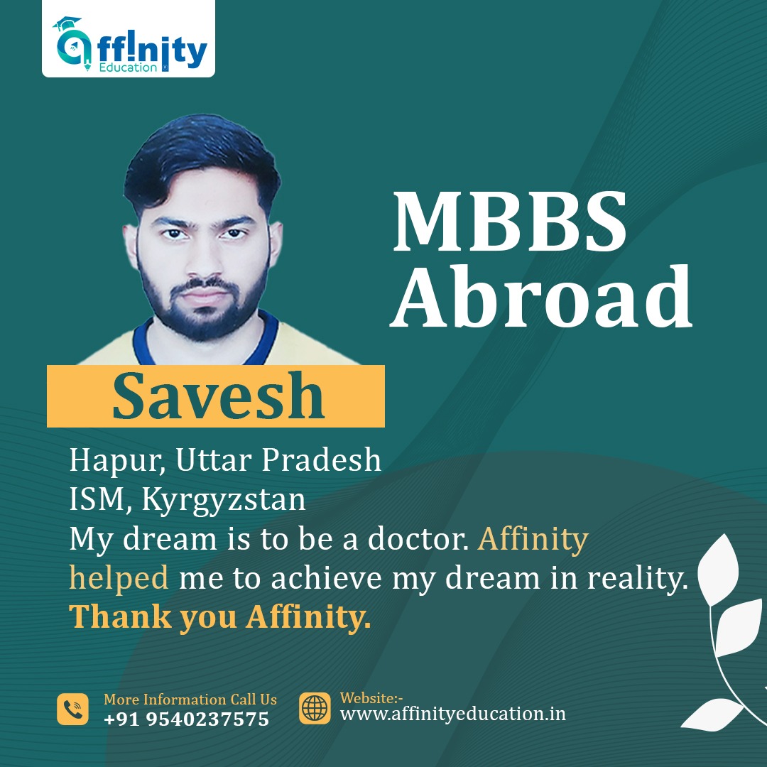 AffinityPvt's tweet image. Success Story Alert! ✨🌟
Meet Savesh, a shining example of determination and the power of dreams. 🎓
#SuccessStory #DreamsComeTrue #AffinitySupport #mbbsabroad #neet #mbbs #mbbsstudent #mbbslife #medicalstudent #doctor #medicine #neetug #neetpreparation #mbbsdiaries