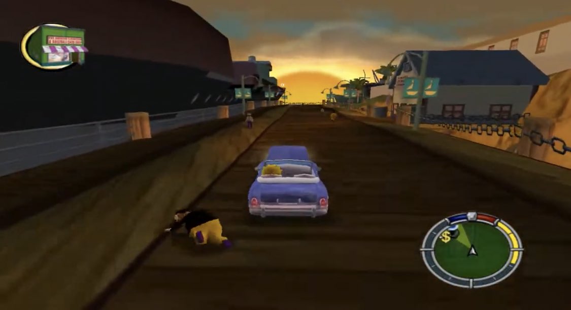 Physically, I'm here, but mentally, I'm driving Lisa Simpson's Malibu Stacey car around on the pier, it's sunset, the car needs to be repaired cus I just hit a guy
