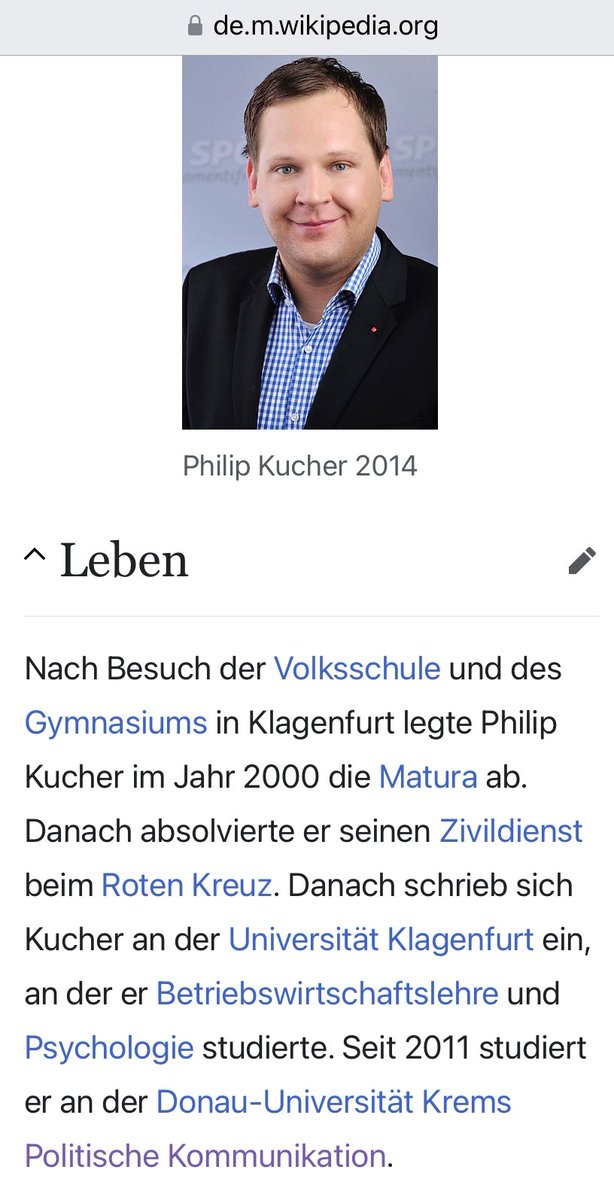 PHILIP #KUCHER/1. „Schrieb sich ein“ und „studierte“ in Klagenfurt. Ohne Abschluss, wie ich annehme. Denn es ist keine Masterthesis in den Katalogen. Warum steht das nicht auf #Wikipedia?