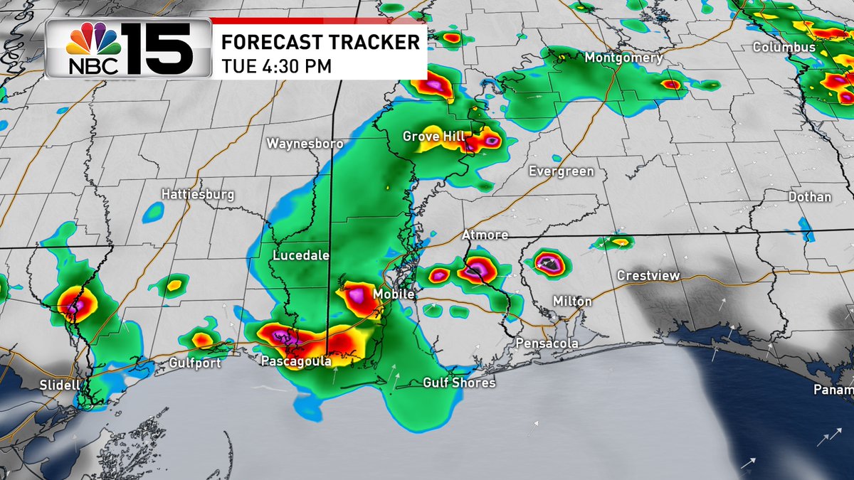KellyFosterWX's tweet photo. Level 1 risk of severe weather today for coastal counties &amp; level 2 inland. Primary threats-damaging wind gusts &amp; hail. Timing-late afternoon/evening. Level 3 Wed for N fringes, level 2 for the rest of us, except a level 1 for beach zones @mynbc15 https://t.co/xmdzA1WXej https://t.co/Mn2jIFzKRL