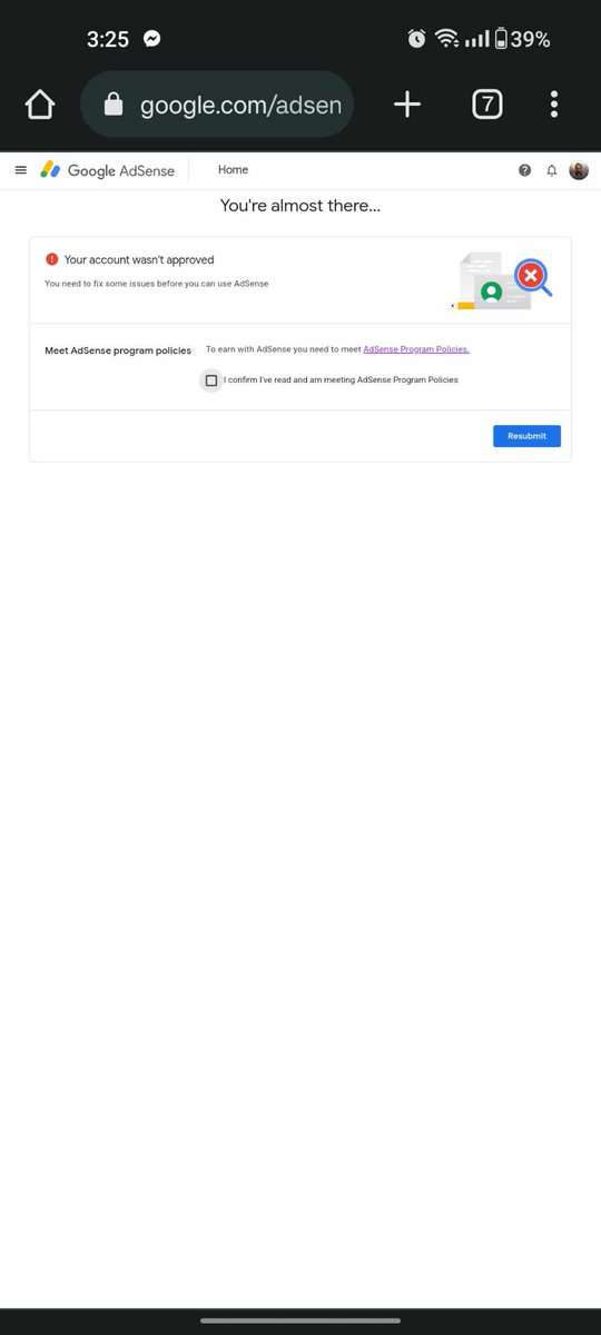 imran_khan33's tweet photo. Dear @AdSense 

I keep receiving this rejection every time I apply. I have visited the Adsense Program Policies link and found that I have not violated any rules. Could you please provide me with specific details about why my application is being rejected? https://t.co/JjceADgqZR
