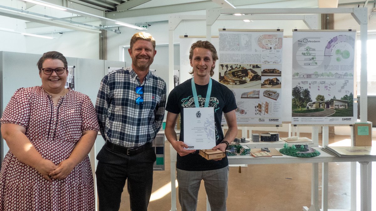 Congratulations to Elaeth James for winning the BA Architecture @HLMArchitects #Industry Award, presented by Gareth and Gina from the #cardiff studio! @CardiffMetCSAD lnkd.in/e8-qQwRh #design #awards #architecture