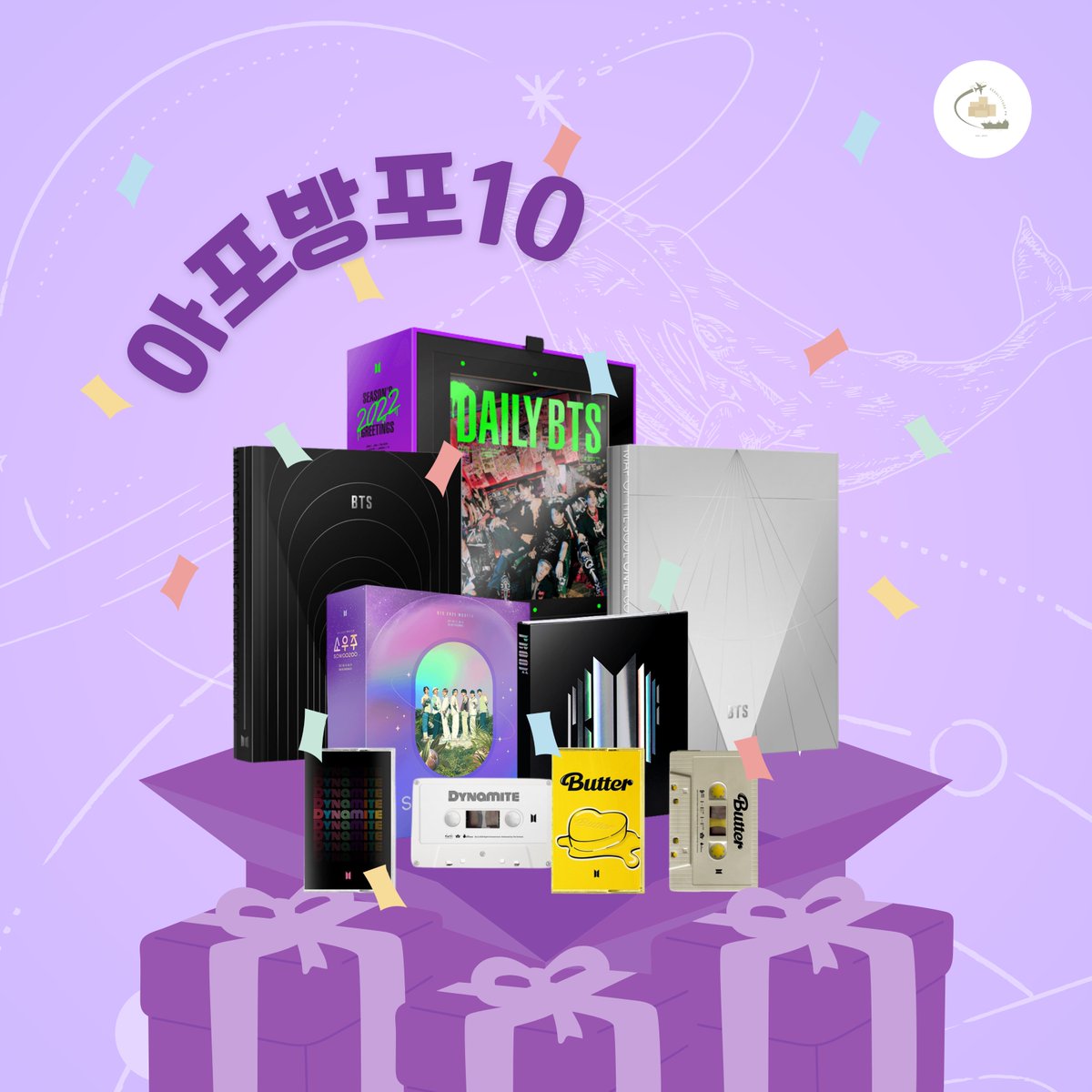 seoultitudeph's tweet photo. 🎉 BTS 10TH ANNIVERSARY GIVEAWAY #아포방포10 🎉

📦 7 winners to each receive a random BTS DVD/Album/Photobook from the poster below 💜

mechanics:
✔️ follow @seoultitudeph
✔️ RT + like this tweet
✔️ PH only

will announce the winners on July 9, 2023! goodluck &amp; happy festa!! ✨ https://t.co/9PEHA34o9d