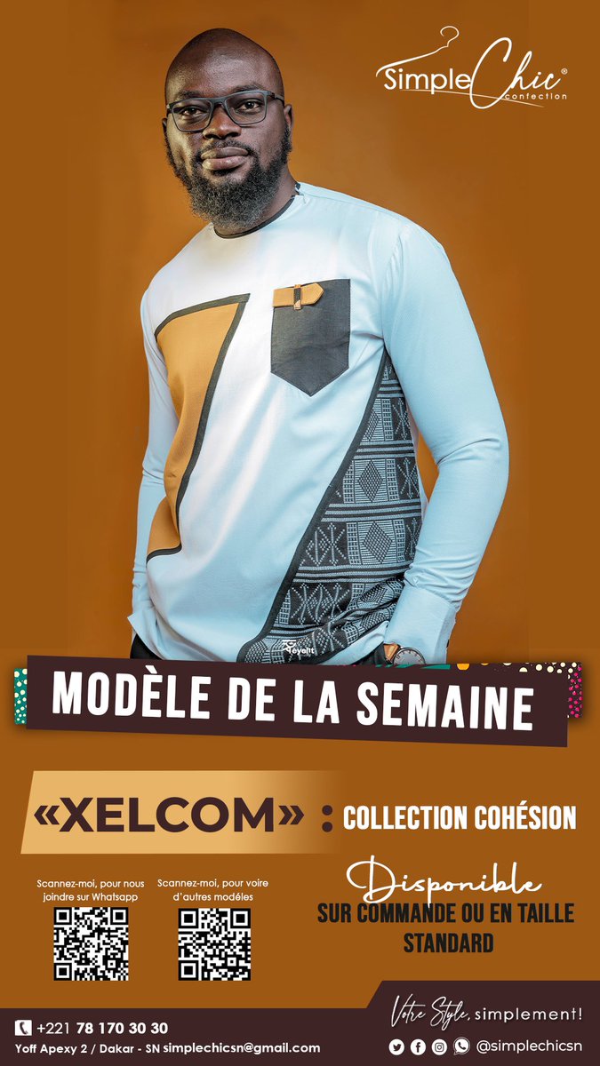 simplechicsn's tweet photo. MODELE DE LA SEMAINE |  #Ref: « XELCOM »
___________________________
🖲️Disponible en taille standard et et/ou sur commande sur mesure. 

🏷️Couleur: blanc, Bleu, Noir, Beige
______________________________
SIMPLE CHIC 
TEL : 221 78 170 30 30 
LIEU : YOFF APECSY
#modele  #simplechic https://t.co/lwq5jCTjx1