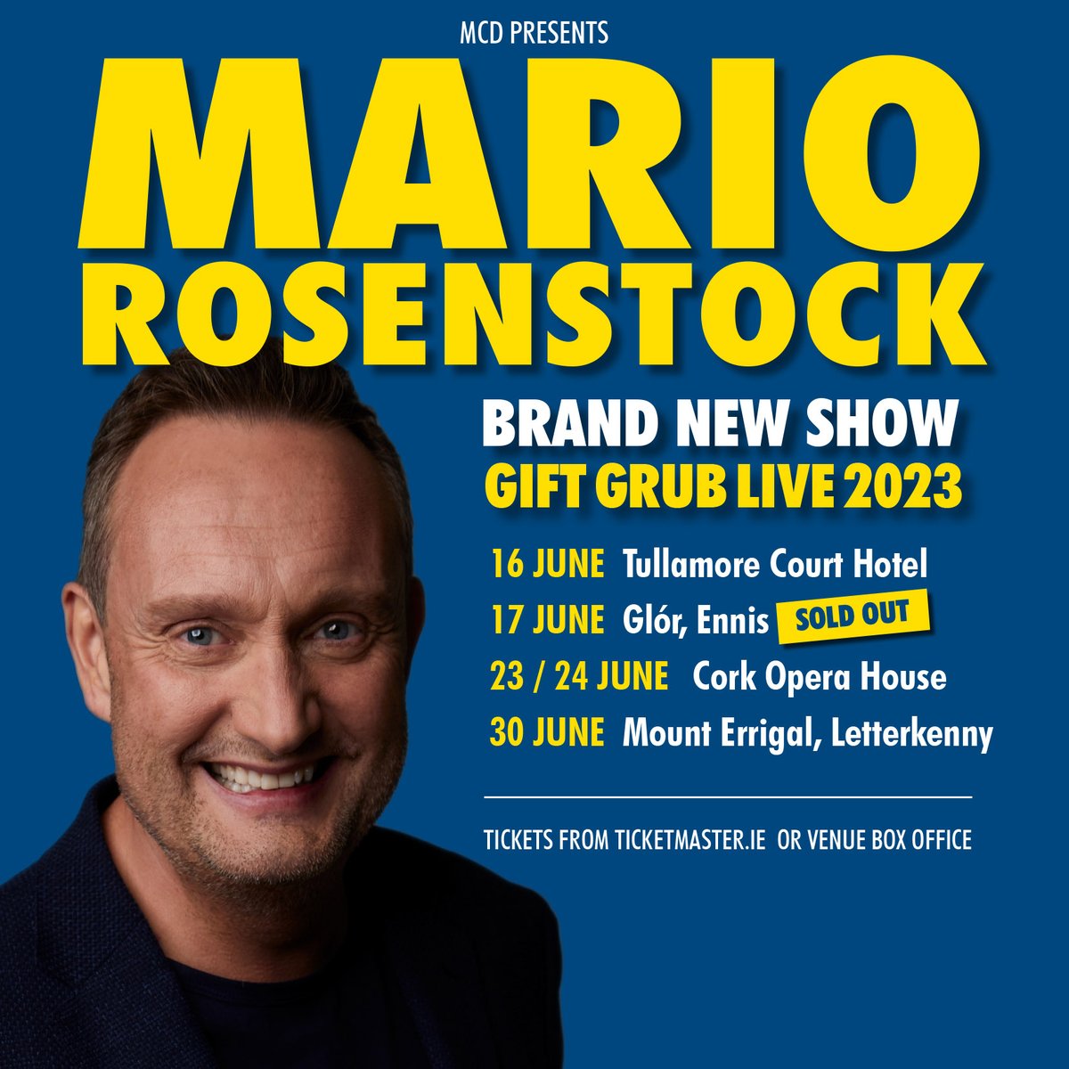 Noel Mc Hale (@noelmchale) on Twitter photo Only 5 <a href="/GiftGrubMario/">Mario Rosenstock</a> Shows left <a href="/Tullamore_Court/">Tullamore Court Hotel</a>
<a href="/CorkOperaHouse/">Cork Opera House</a> <a href="/MountErrigal/">Mount Errigal Hotel</a> <a href="/IanDempsey/">Ian Dempsey</a> <a href="/cunninghamprirl/">Cunningham PR</a> Tix here bit.ly/42Z797L Only 5 <a href="/GiftGrubMario/">Mario Rosenstock</a> Shows left <a href="/Tullamore_Court/">Tullamore Court Hotel</a>
<a href="/CorkOperaHouse/">Cork Opera House</a> <a href="/MountErrigal/">Mount Errigal Hotel</a> <a href="/IanDempsey/">Ian Dempsey</a> <a href="/cunninghamprirl/">Cunningham PR</a> Tix here bit.ly/42Z797L