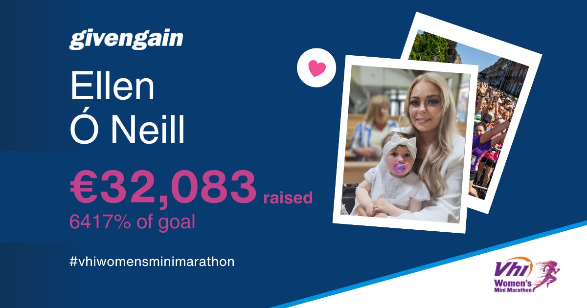 1/2 Today, we're highlighting our top Vhi Women's Mini Marathon champion - Ellen O'Neill. Ellen took part in this year's event to raise money for the Temple Street Foundation, in memory of her daughter Lillie Nel Weldon who passed away last year at age 2. 💙 (Continued)