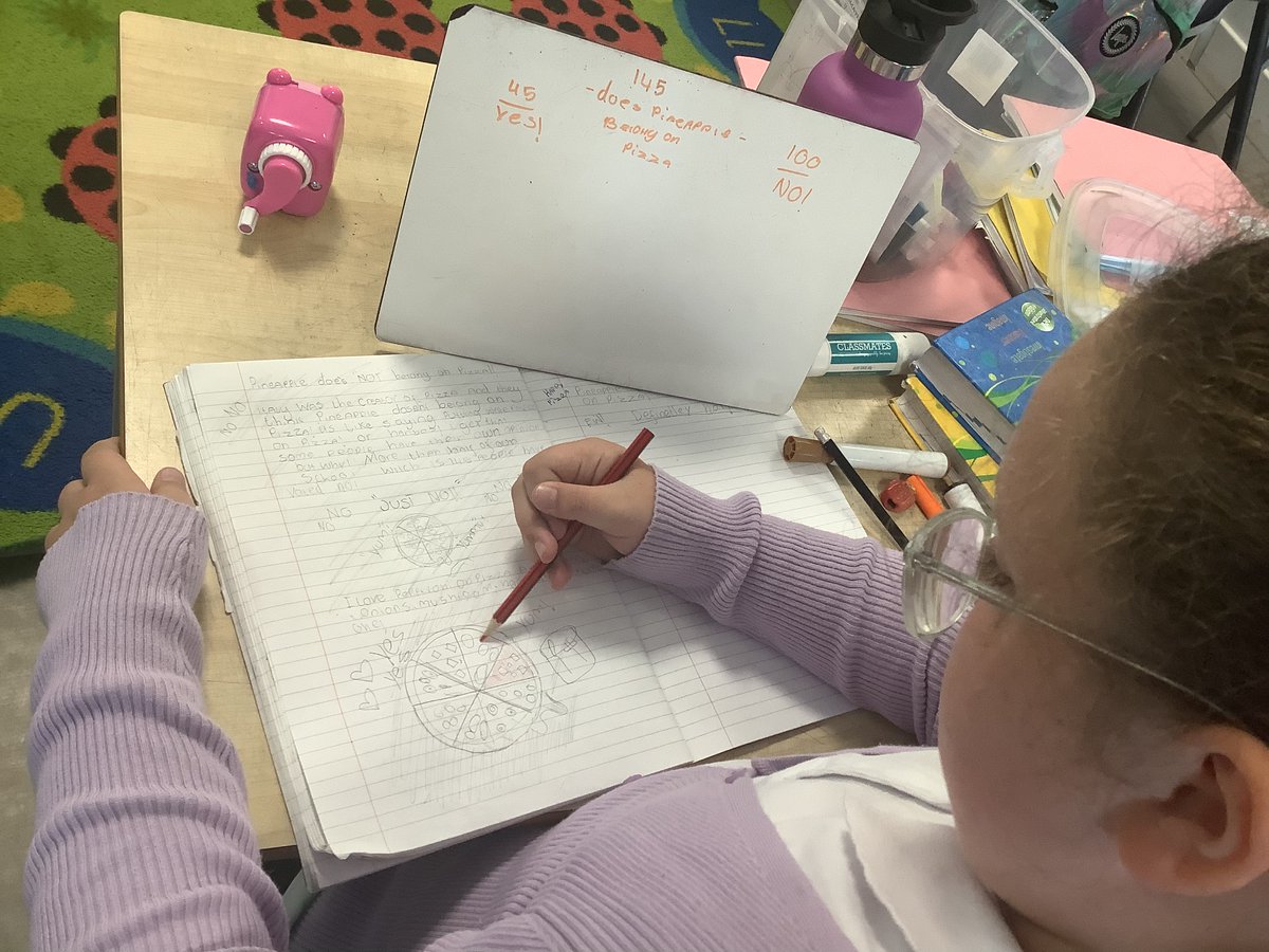 MossvaleP's tweet photo. Does🍍belong on🍕? P5 have their say🗣✍️ How does their opinion compare with the whole-school survey?📊 Please feel free to vote🗳yourself:
✅ for YES
❌for NO
#classdebate @AttainRen @Brendanduffy71 @angej72 https://t.co/D1T4Lproim