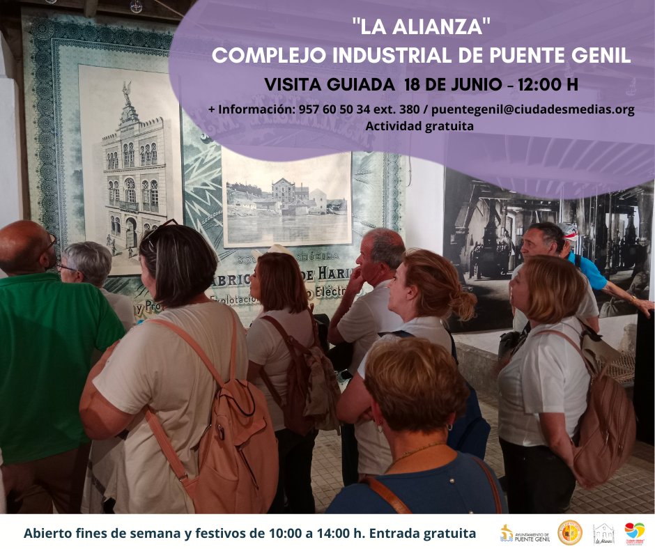 El próximo domingo, 18 de junio, ven a conocer el complejo industrial 'La Alianza', una de las joyas arquitectónicas e históricas del #PuenteGenil industrial. ¡Descubre su historia! #VisitaGuiada gratuita a las 13:00 h. Entrada por calle Rio de Oro. ¡Te esperamos!