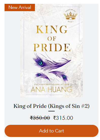 Steamy billionaire romances themed around the seven deadly sins.

King of Wrath (Book 1), King of Pride (Book 2) by Ana Huang

Order via storycrateindia.com

#storycrateindia #mumbaibookstore  #anahuangbooks #anahuang #kingofsinseries #kingofwrath #kingofpride
