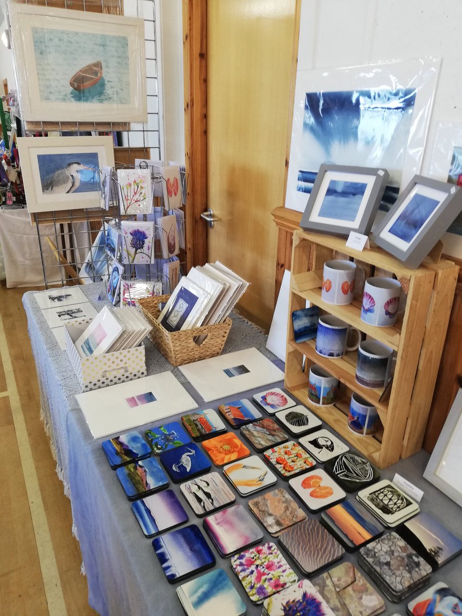 PebblesJennifer's tweet photo. All set up at Poolewe Tuesday market in Poolewe Village Hall. Here till 2.30pm. #poolewe #nc500 #scottishart #scottishartist #gifts #localmarket https://t.co/BEENBz91kG