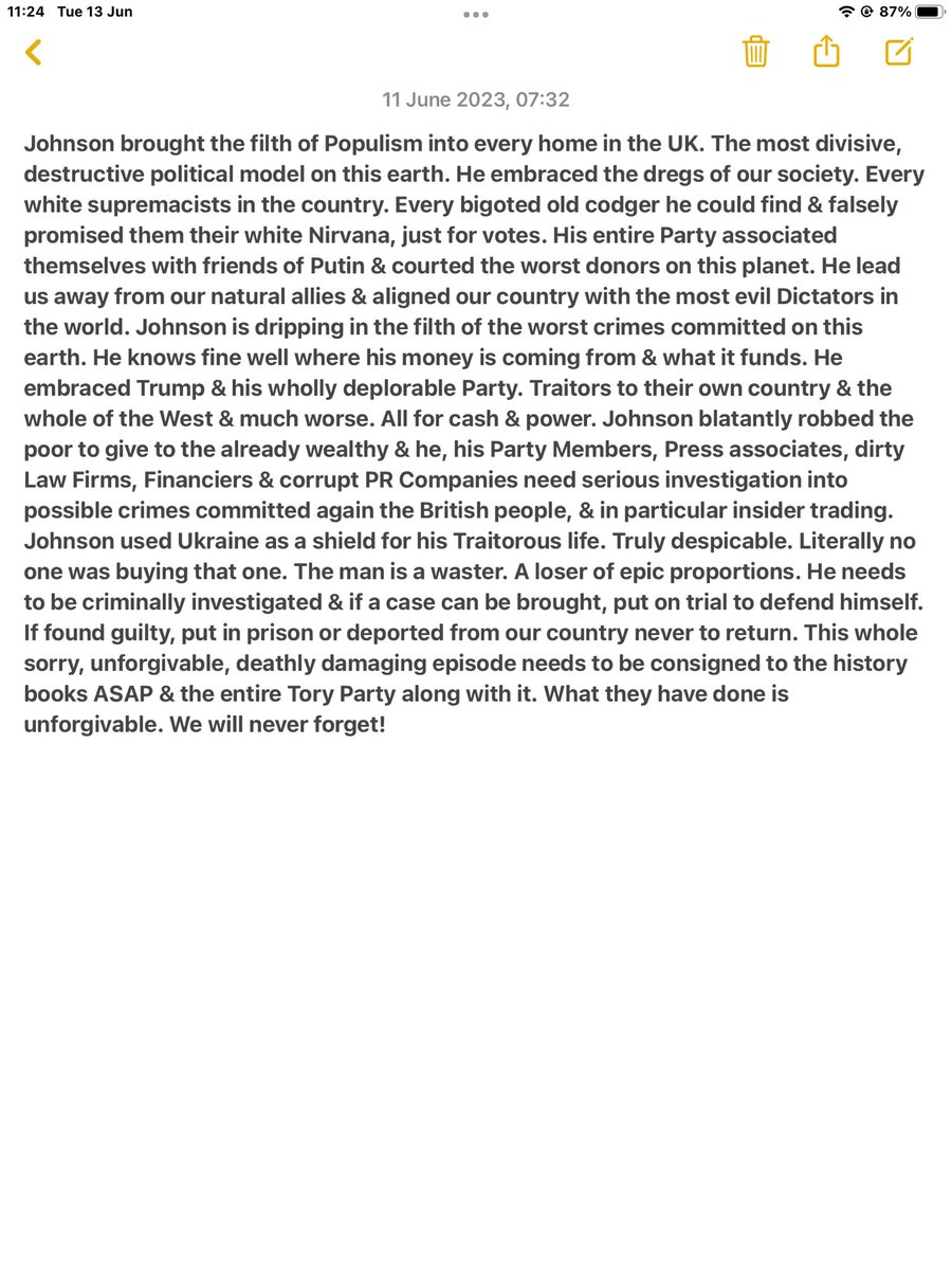 DistopianGirl's tweet photo. @LondonEconomic @Roadwarrior29 #LockJohnsonUp He is a common criminal. https://t.co/9ycQl2SNXR