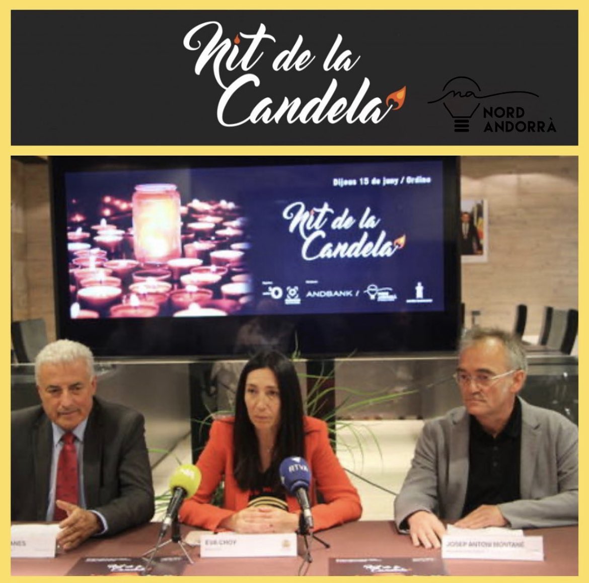 Aquest dijous dia 15 de juny de 2023, de 21h30 a 1h00 tindrà lloc la NIT DE LA CANDELA 🕯️

Un itinerari màgic pel bell mig d'Ordino amb més d'onze mil espelmes, un esdeveniment únic i fascinant del qual Nord Andorrà n'és patrocinador 💡