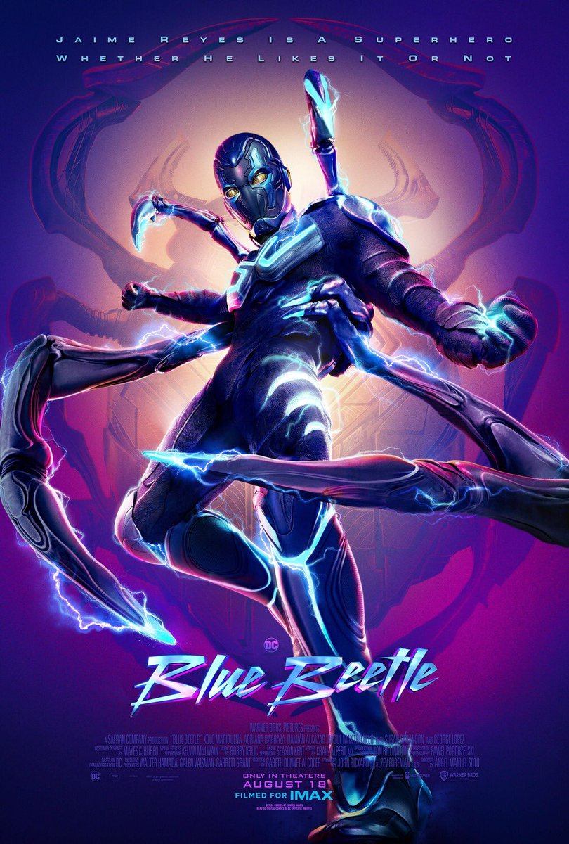 DC’s Blue Beetle poster. #TheActionReturns #TheActionReturnsPodcast #TheHorrorReturns #TheHorrorReturnsPodcast #THRPodcastNetwork #Action #ActionMovies #ActionFilms #ActionTelevision #ActionSeries #ActionMoviePodcast #BlueBeetle #DC #DCU #WarnerBrosPictures