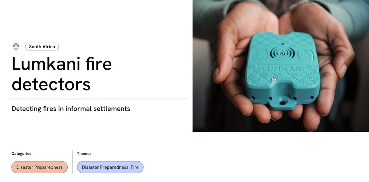 INFRAHUB | <a href="/LumkaniFire/">Lumkani</a> is an affordable fire detection and early warning system that aims to minimize the damage and destruction caused by fires in urban informal settlements.

More about the #africaninfrastructure case study: 
infrahub.africa/case-studies/l…